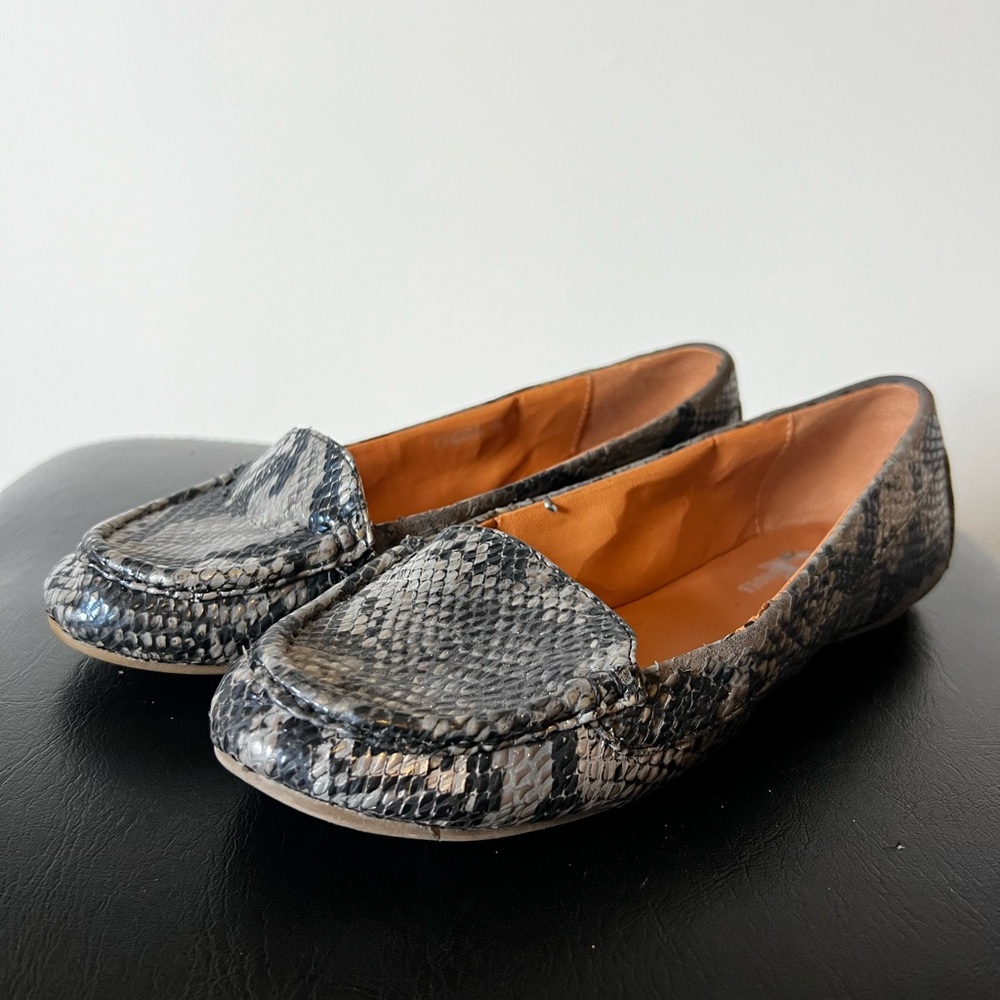 Snake-Print Women's Loafers in Gray